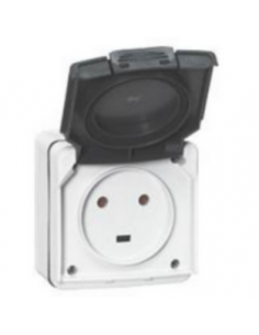 Prise étanche 2P+T 20A Plexo complet IP55 saillie gris LEGRAND 091655