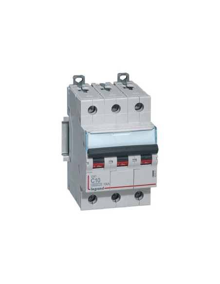 Disjoncteur DX3 10kA arrivée haute et départ bas à vis 3 Pôles 400V 40A courbe C LEGRAND 407833