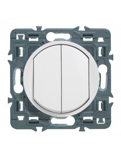 Double interrupteur ou va-et-vient Céliane Soft 10A blanc avec support LEGRAND 099721 2