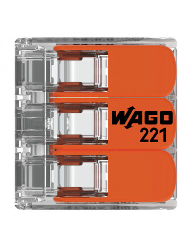 Boite de 30 Bornes 221 3x6mm2 à levier WAGO 221-613