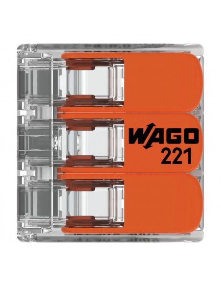 Boite de 30 Bornes 221 3x6mm2 à levier WAGO 221-613
