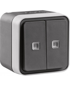 cubyko double va-et-vient lumineux saillie gris HAGER WNC041 2