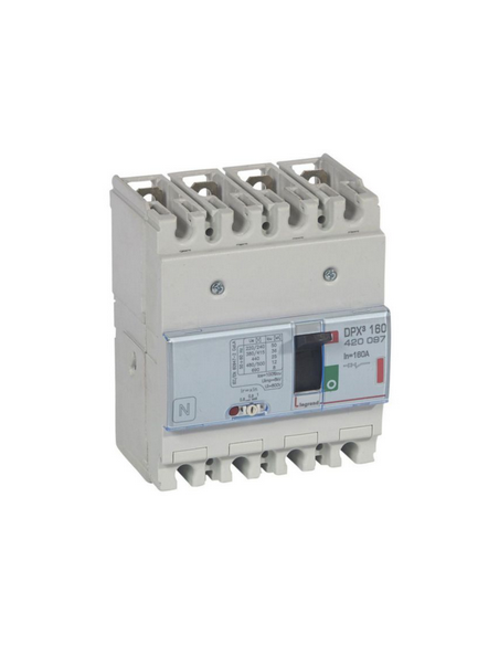Disjoncteur magnétothermique DPX³160 pouvoir de coupure 36kA 400V~ 4 Pôles 160A LEGRAND 420097