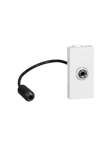 Prise Jack femelle 3,5mm pré-connectorisée Mosaic 1 module blanc LEGRAND 078779