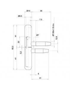 Fiche à visser Hauteur 82,2 mm Ø 13 mm Mâle/Femelle OTLAV