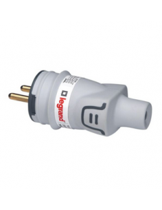 Fiche mâle avec terre Plexo caoutchouc IP44 gris 16A LEGRAND 093828