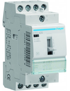 Contacteur avec commande manuelle J/N 25A 4F HAGER ETC425 2