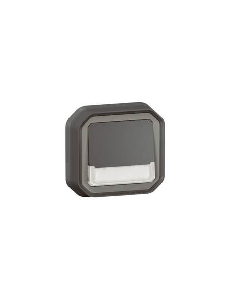 Poussoir NO-NF lumineux porte-étiquette Plexo complet encastré anthracite LEGRAND 069854L