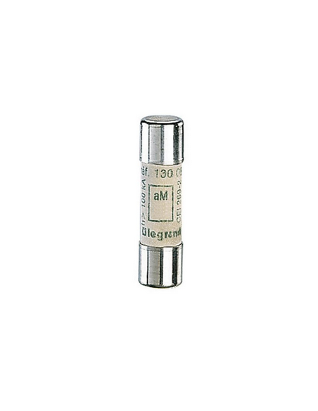 Cartouche industrielle cylindrique type aM 10x38mm sans voyant 0,25A LEGRAND 013092
