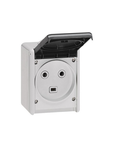 Prise étanche 2P+T 32A Plexo complet IP44 saillie gris LEGRAND 055872