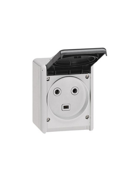 Prise étanche 2P+T 32A Plexo complet IP44 saillie gris LEGRAND 055872