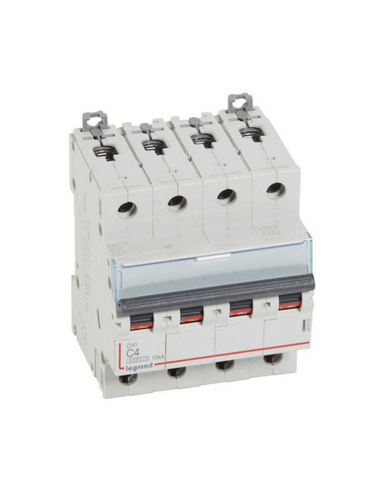 Disjoncteur DX³6000 arrivée haute et départ bas à vis 4 Pôles 400V~ 4A courbe C pour peigne HX³ traditionnel LEGRAND 407893