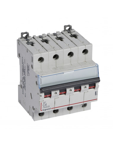 Disjoncteur DX³6000 arrivée haute et départ bas à vis 4 Pôles 400V~ 4A courbe C pour peigne HX³ traditionnel LEGRAND 407923