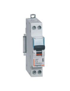 Disjoncteur Phase+Neutre DNX³4500 6kA arrivée et sortie borne à vis 1P+N 230V~ 3A courbe C 1 module LEGRAND 406863