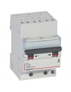 Disjoncteur DX³4500 6kA arrivée haute bornes auto sortie basse bornes vis Tripolaire 400V~ 10A courbe C 3 modules LEGRAND 406899 2
