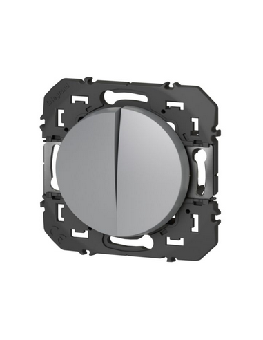 Double interrupteur ou va-et-vient Dooxie 10AX 250V~ finition alu LEGRAND 600102