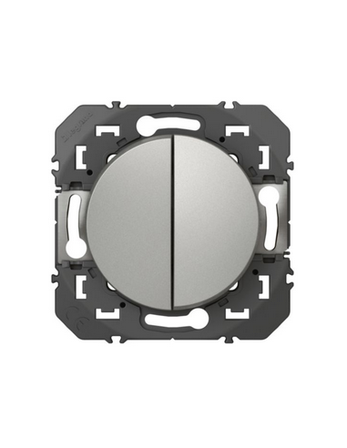 Double interrupteur ou va-et-vient Dooxie 10AX 250V~ finition alu LEGRAND 600102