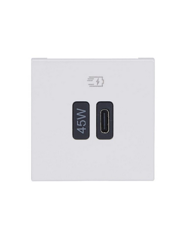 Prise simple USB Mosaic Type-C 45W Power Delivery 2 modules blanc LEGRAND 077655L
