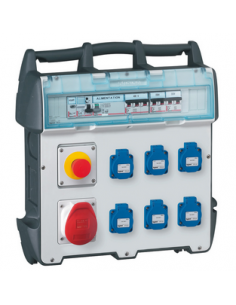 Coffret de chantier P17 IP44 IK09 230V~ avec 6 prises brochage domestique, 1 prise 16A 3P+N+T et protections LEGRAND 058951