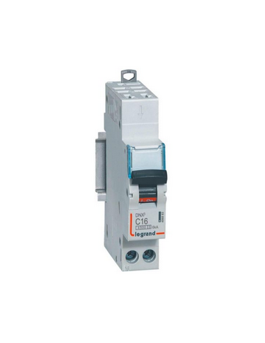 Disjoncteur Phase+Neutre DNX³4500 6kA arrivée borne auto sortie à vis 1P+N 230V~ 16A courbe C 1 module LEGRAND 406883
