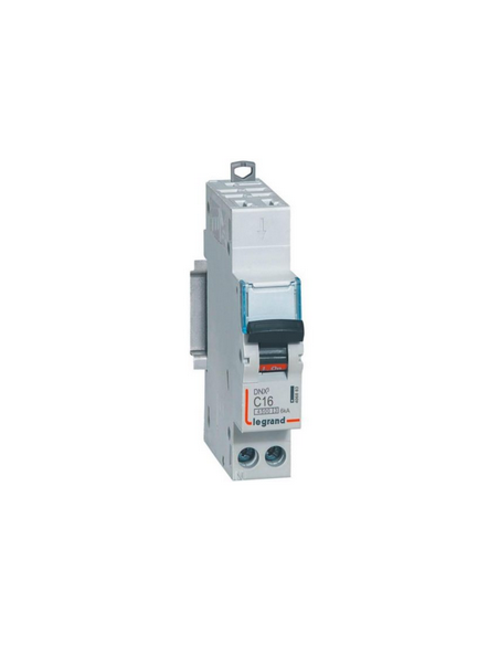Disjoncteur Phase+Neutre DNX³4500 6kA arrivée borne auto sortie à vis 1P+N 230V~ 16A courbe C 1 module LEGRAND 406883