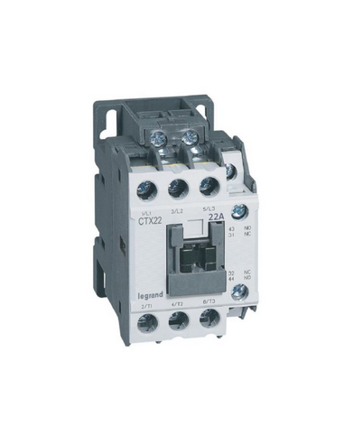 Contacteur de puissance CTX³22 3 pôles 22A bornes à vis avec contacts auxiliaires intégrés 1NO et 1NF - 230V~ LEGRAND 416116