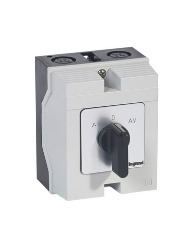 Commutateur à cames de moteur triphasé inverseur de sens de marche 1 vitesse PR12 5 contacts boîtier 96x120mm LEGRAND 027770