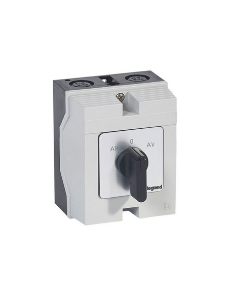 Commutateur à cames de moteur triphasé inverseur de sens de marche 1 vitesse PR12 5 contacts boîtier 96x120mm LEGRAND 027770