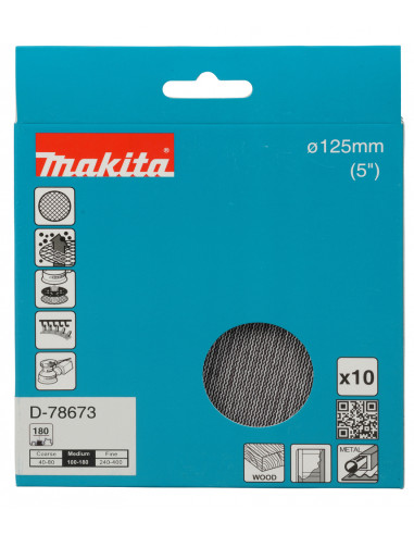 10 Disques abrasifs à maille Ø125mm A180 MAKITA D-78673