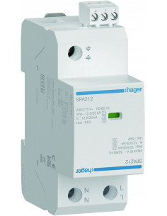 Parafoudre T1+T2+T3 2 Pôles 12.5kA TNS/TT HAGER SPA212