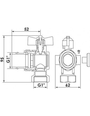 KIT VANNES DROITES LAITON AVEC THERMOMETRE 352-26