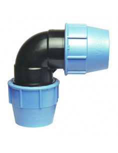 COUDE EGAL PLASTIQUE A SERRAGE EXTERIEUR POUR TUBE POLYETHYLENE SEMI-RIGIDE