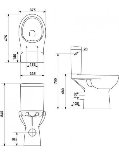 Pack WC PMR SOL sans bride 3/6L 501512008