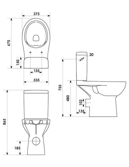 Pack WC PMR SOL sans bride 3/6L 501512008