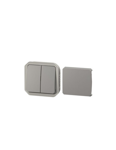 Transformeur étanche réversible pour réaliser 5 fonctions Plexo IP55 IK08 avec enjoliveur finition gris LEGRAND 069506L