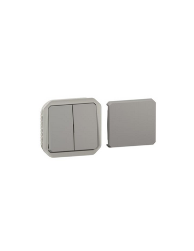 Transformeur étanche réversible pour réaliser 5 fonctions Plexo IP55 IK08 avec enjoliveur finition gris LEGRAND 069506L