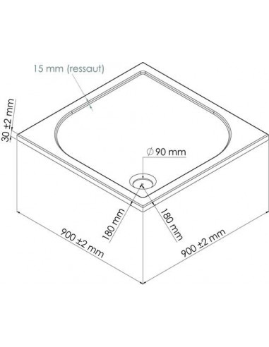 RECEVEUR DE DOUCHE CARRE EXTRA PLAT EN BETON DE SYNTHESE 6236