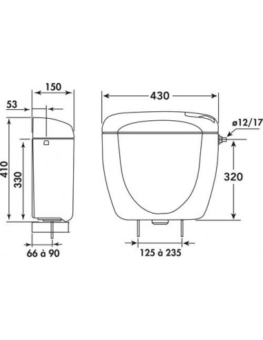 RESERVOIR UNIVERSEL ATTENANT RH 3/6 LITRES