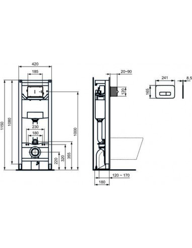 Bâti-support WC autoportant PROSYS avec plaque de commande PORCHER 501513548
