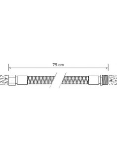 Flexible fioul 2 écrous tournants 12/17 750 mm 52-27 2