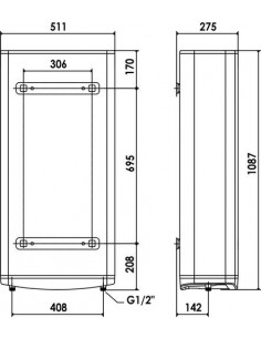 Chauffe eau électrique mural VELIS PRO DRY WIFI multi-position 65 litres ARISTON 604510227 2