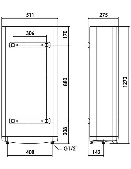 Chauffe eau électrique mural VELIS PRO DRY WIFI multi-position 80 litres ARISTON 604510228