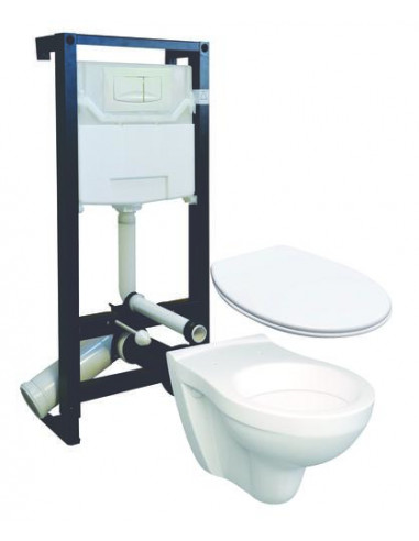 Pack WC suspendu universel complet avec cuvette et plaque de commande PACK501513516