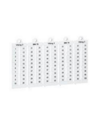 100 repères à lecture verticale pour bloc de jonction viking 3 pas 5mm avec chiffres 1 à 100 LEGRAND 039560
