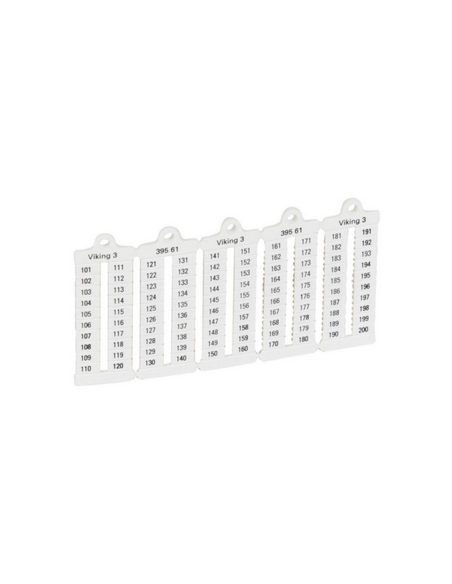 100 repères à lecture verticale pour bloc de jonction viking 3 pas 5mm avec chiffres 101 à 200 LEGRAND 039561