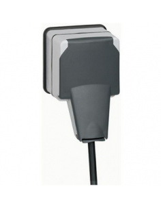 Prise de courant 2P+T volet IP66 fiche engagée Plexo complet 16A 250V~ gris LEGRAND 090465 2