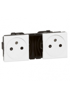 Double prise de courant 2P+T Surface pré-câblées Mosaic 2x2 modules blanc LEGRAND 077134