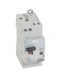 Disjoncteur différentiel monobloc DX³6000 10kA arrivée haute vis départ haut auto U+N 230V~ 32A type AC 30mA LEGRAND 410808