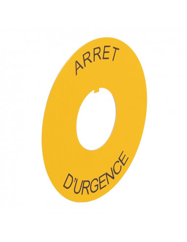 Etiquette Osmoz pour arrêt d'urgence Ø60 avec marquage ARRET D'URGENCE jaune LEGRAND 024174