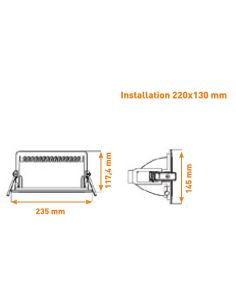 DOWNLIGHT RECTANGULAIRE 45W LITED LT-DWR-45 2
